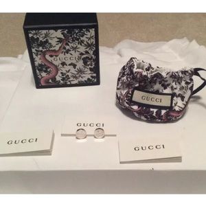 Gucci Silver Round Trademark Stud Earrings